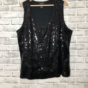 Lane Bryant Black Sequin Tank Top